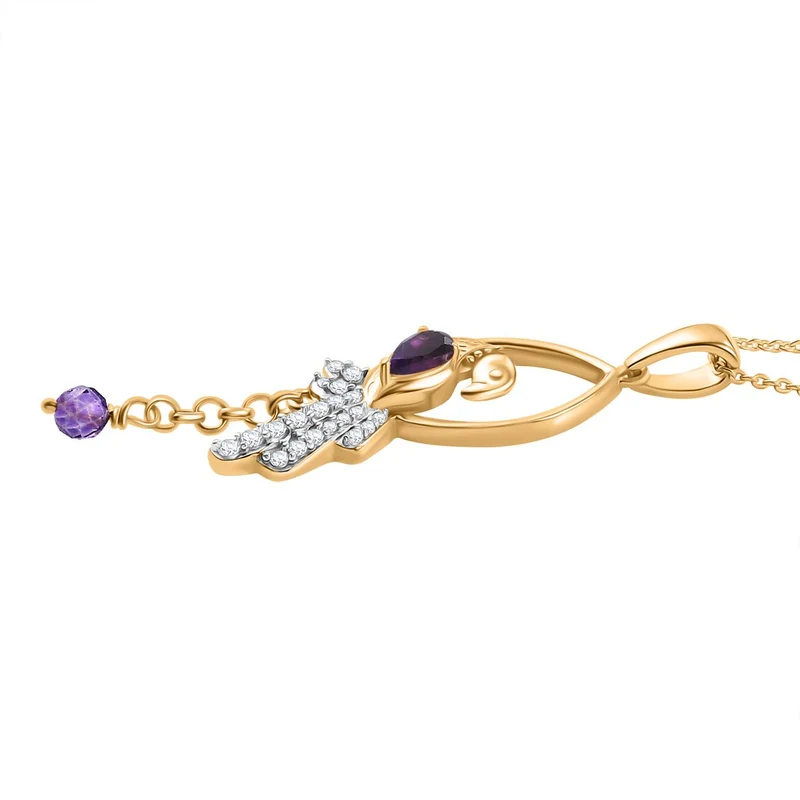 GP Kollektion - Citrin Schmuckset 925 Silber 750 Gelbgold Vermeil ca. 0.78 ct