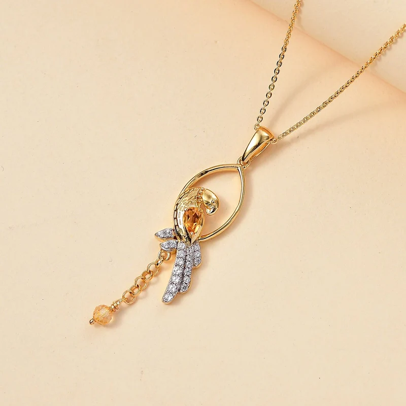 GP Kollektion - Citrin Schmuckset 925 Silber 750 Gelbgold Vermeil ca. 0.78 ct