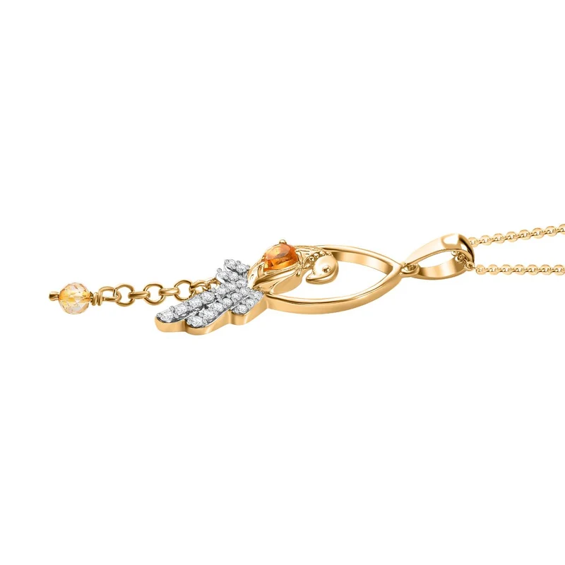 GP Kollektion - Citrin Schmuckset 925 Silber 750 Gelbgold Vermeil ca. 0.78 ct