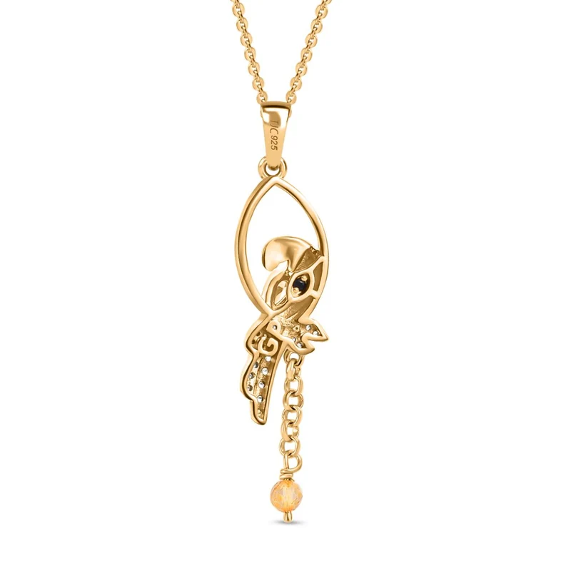 GP Kollektion - Citrin Schmuckset 925 Silber 750 Gelbgold Vermeil ca. 0.78 ct