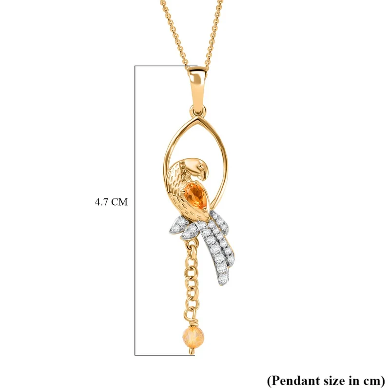 GP Kollektion - Citrin Schmuckset 925 Silber 750 Gelbgold Vermeil ca. 0.78 ct
