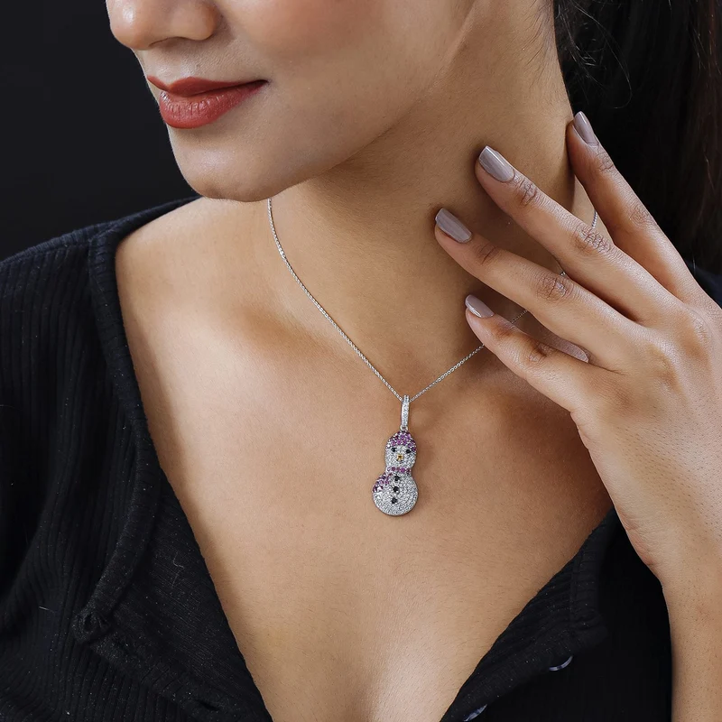GP Kollektion - Schwarzer Spinell-Anhänger mit Kette 925 Silber platiniert ca. 2,33 ct
