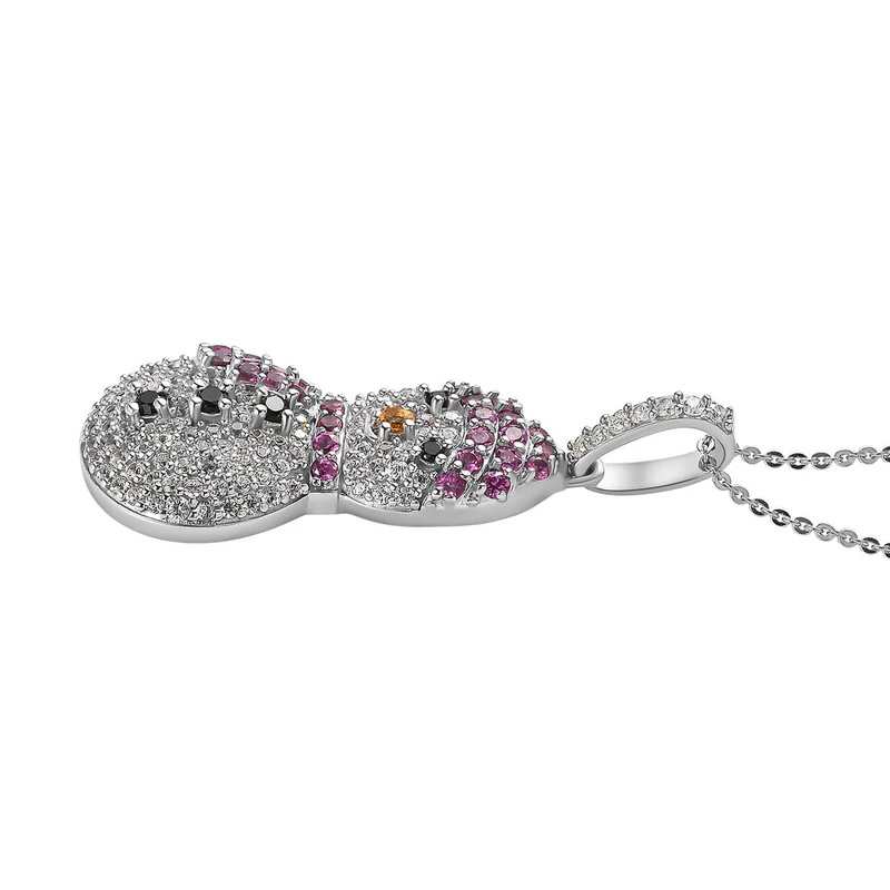 GP Kollektion - Schwarzer Spinell-Anhänger mit Kette 925 Silber platiniert ca. 2,33 ct