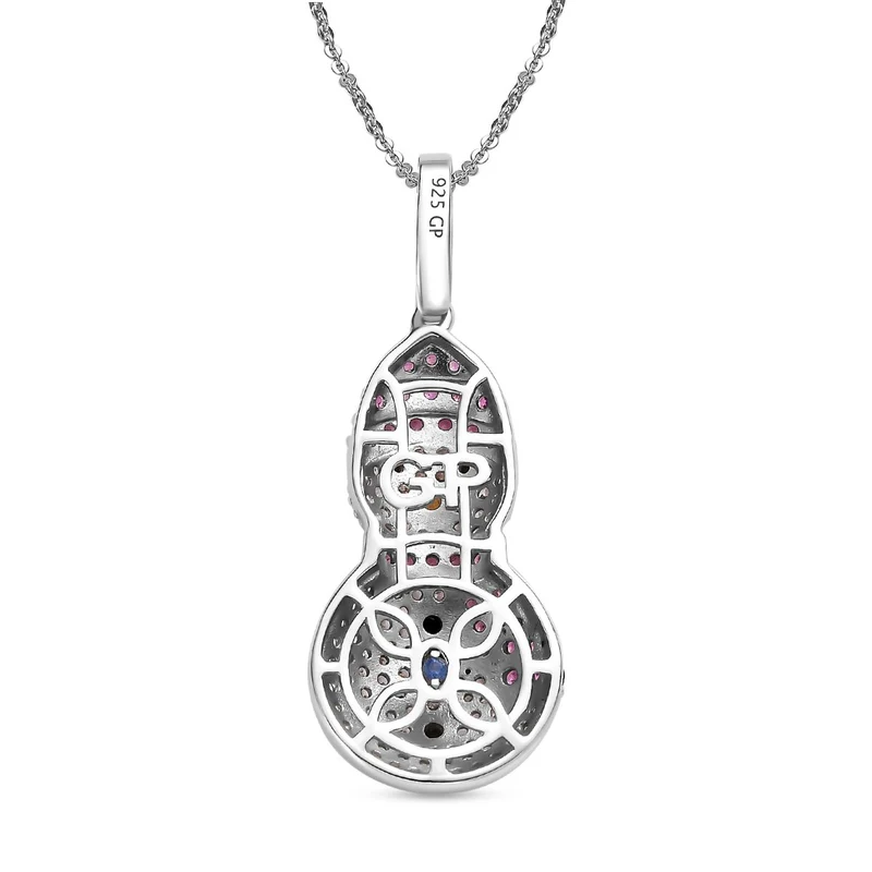 GP Kollektion - Schwarzer Spinell-Anhänger mit Kette 925 Silber platiniert ca. 2,33 ct