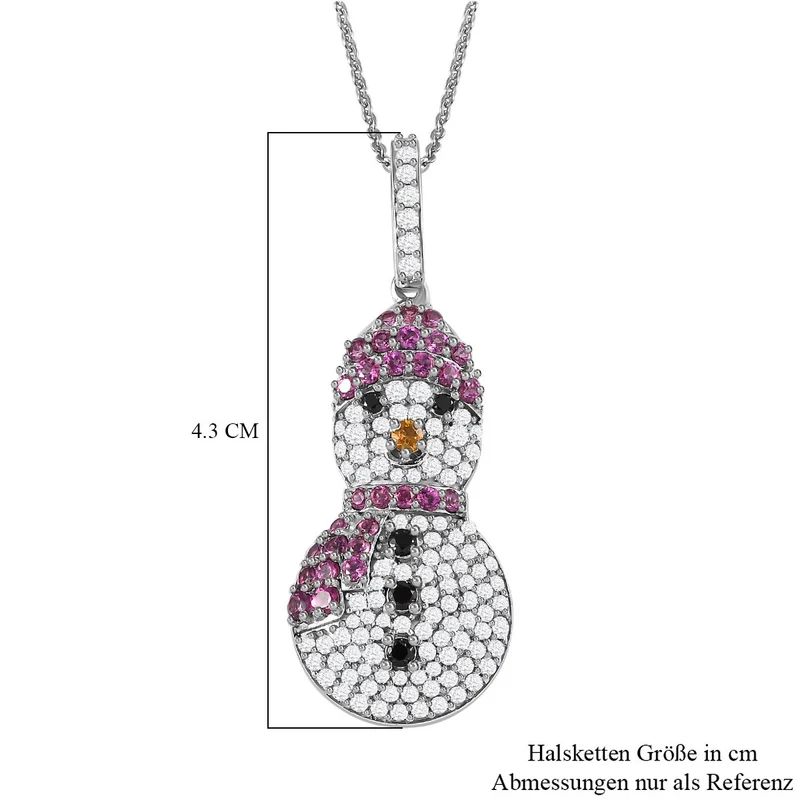 GP Kollektion - Schwarzer Spinell-Anhänger mit Kette 925 Silber platiniert ca. 2,33 ct