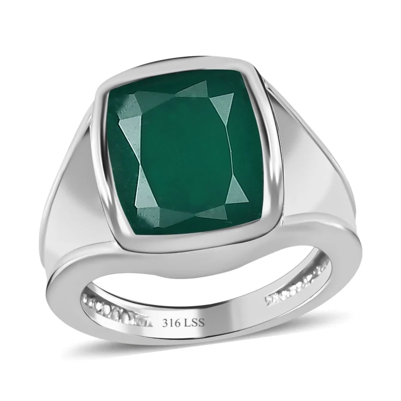 Grüner Onyx Schmuckset Edelstahl ca. 9.91 ct
