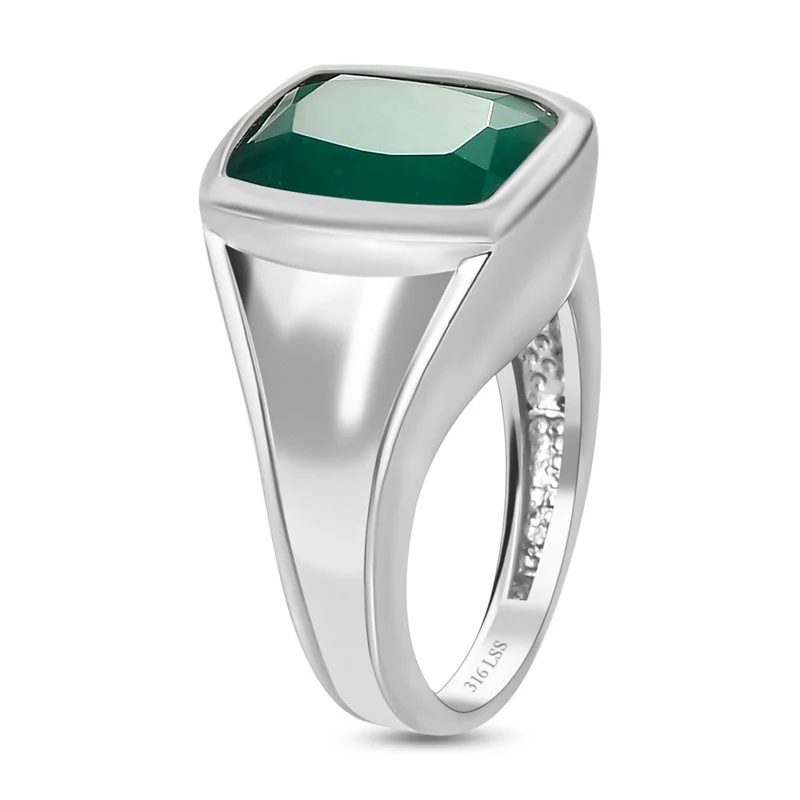 Grüner Onyx Schmuckset Edelstahl ca. 9.91 ct