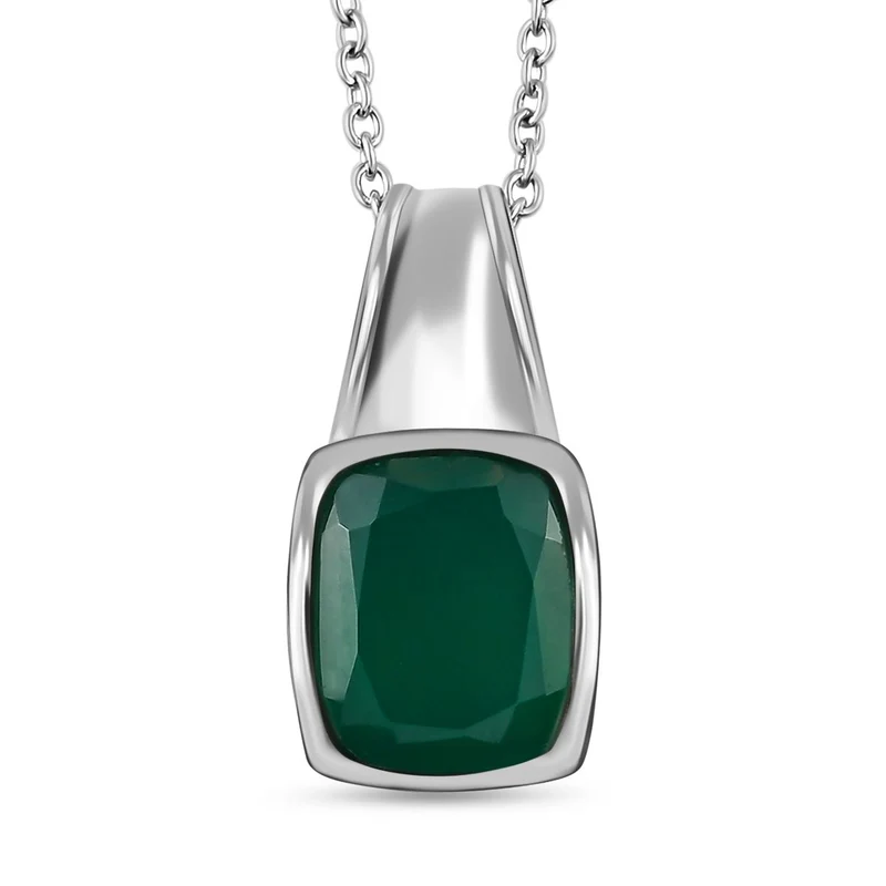Grüner Onyx Schmuckset Edelstahl ca. 9.91 ct