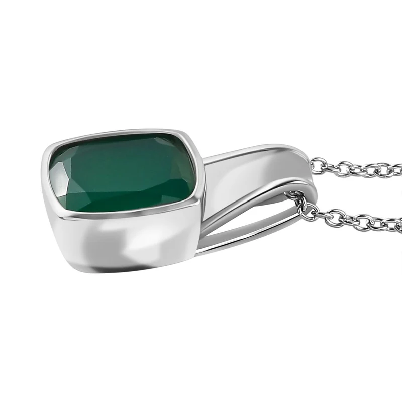 Grüner Onyx Schmuckset Edelstahl ca. 9.91 ct