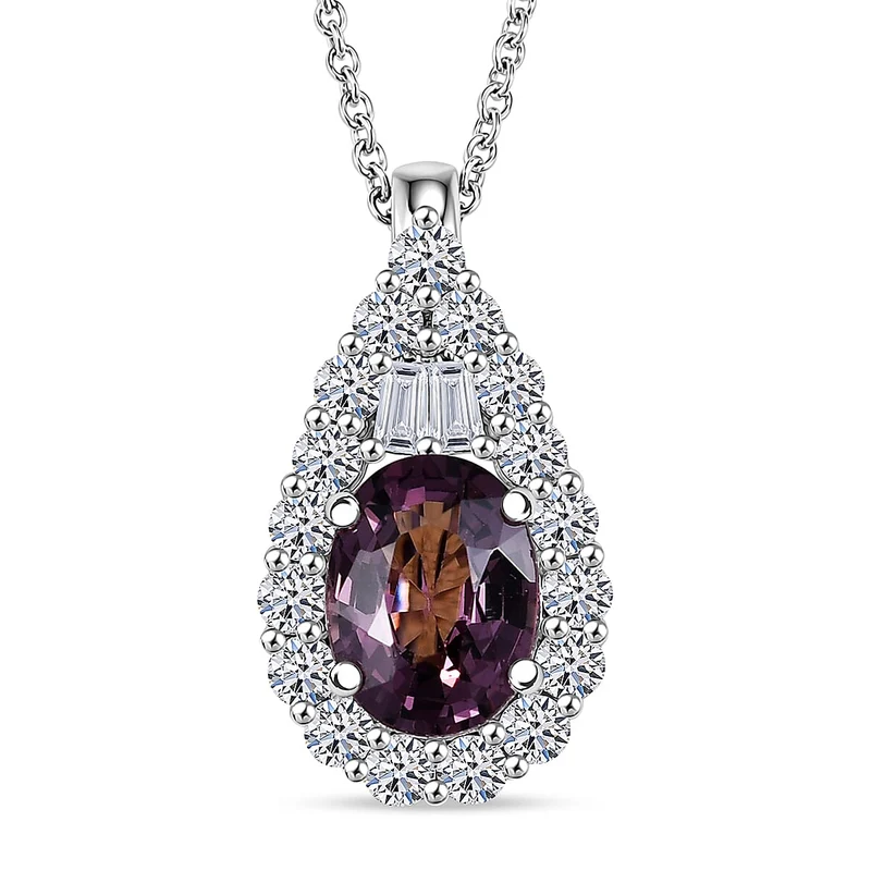 LUXORO AAA Lila Spinell, Lab Grown Diamant Schmuckset (8-13 Werktage Lieferzeit) ca. 50 cm ca. 1,84 ct.