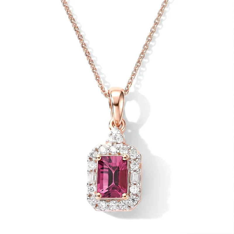 D'Joy AA Rosa Granat, Moissanit Schmuckset (8-13 Werktage Lieferzeit) ca. 50 cm 925 Silber 750 Roségold vermeil ca. 1,43 ct.