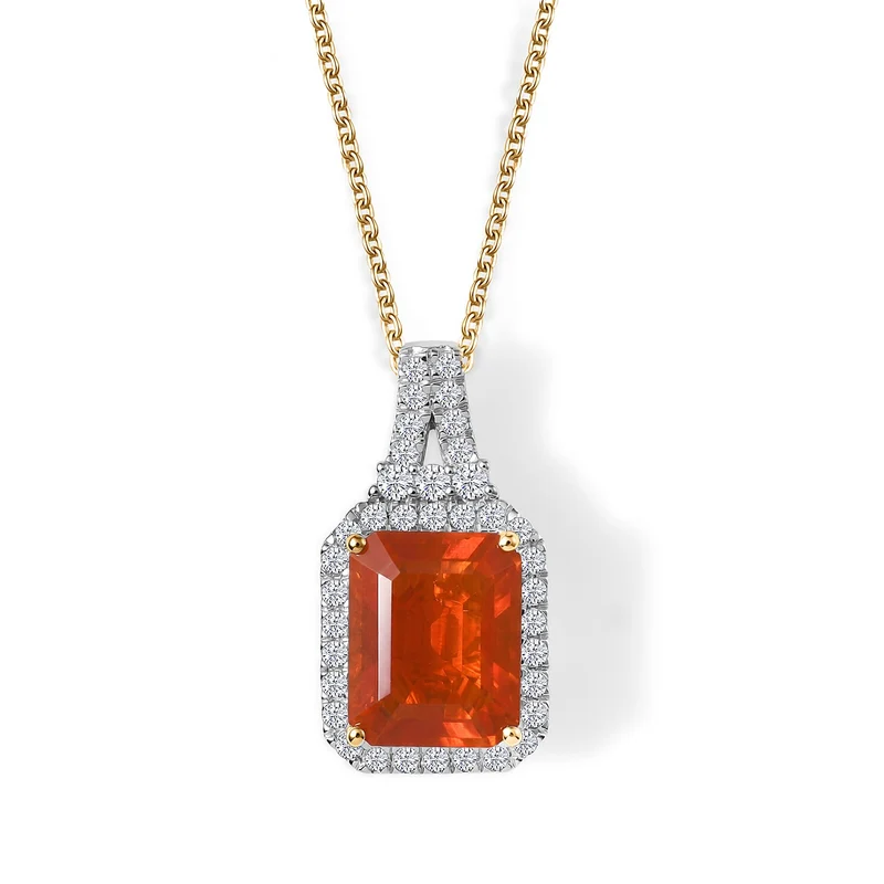 LUXURIANT DIAMOND - AAA Mexikanischer Kirschfeuer-Opal, Lab Grown Diamant Schmuckset (8-13 Werktage Lieferzeit) ca. 45 cm ca. 1,88 ct.