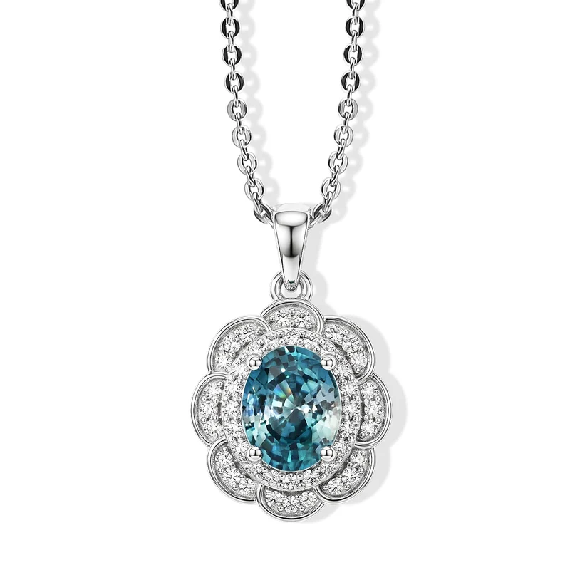 D'Joy AA Blauer Zirkon, Moissanit Schmuckset (8-13 Werktage Lieferzeit) ca. 45 cm 925 Silber Rhodiniert ca. 2,68 ct.