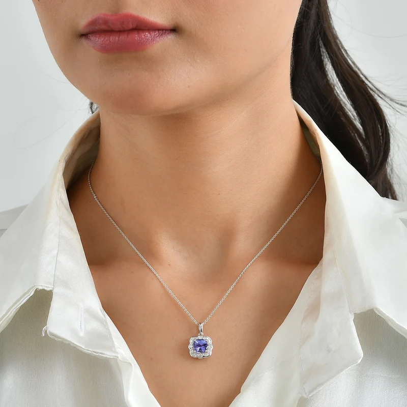 D'Joy AA Tansanit, Moissanit Schmuckset (8-13 Werktage Lieferzeit) ca. 45 cm 925 Silber Rhodiniert ca. 2,12 ct.
