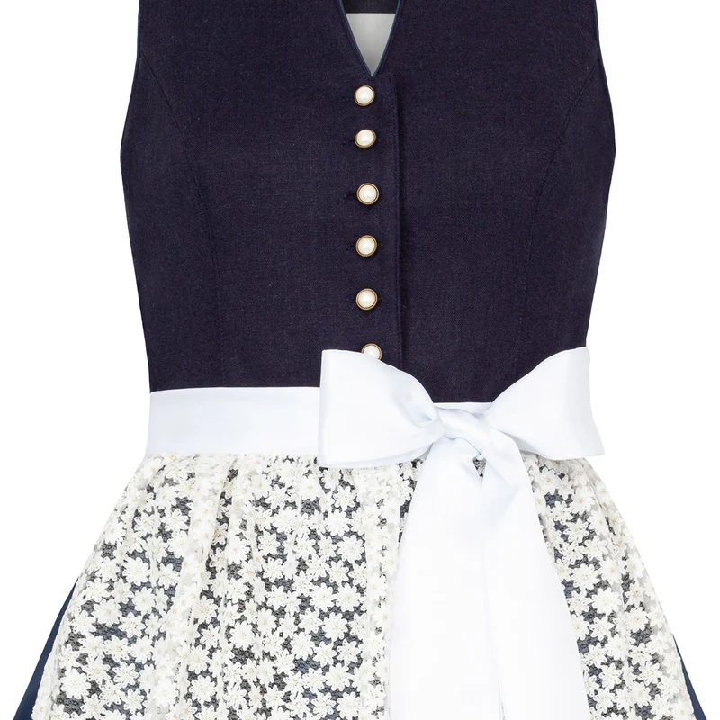 Alpenfee Dirndl Xara Dunkelblau Hochgeschlossen 60cm