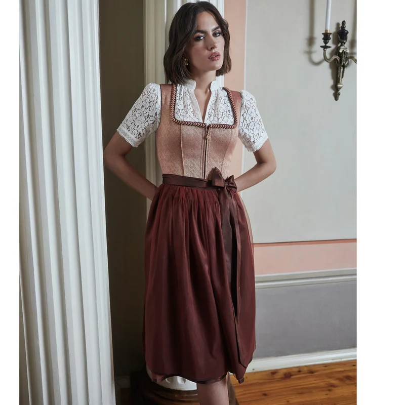 Krüger Dirndl Tamika Rost Braun Bronze Elegant 70cm
