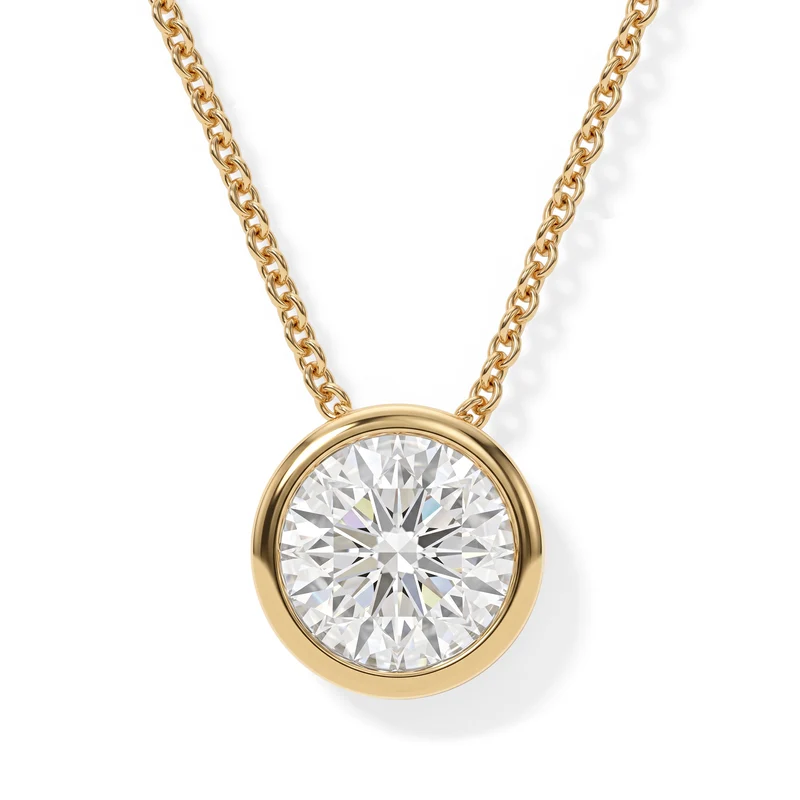 D'Joy GRA zertifiziert Moissanit Anhänger mit Kette, ca. 50 cm 925 Silber 750 Gelbgold vermeil ca. 1.00 ct