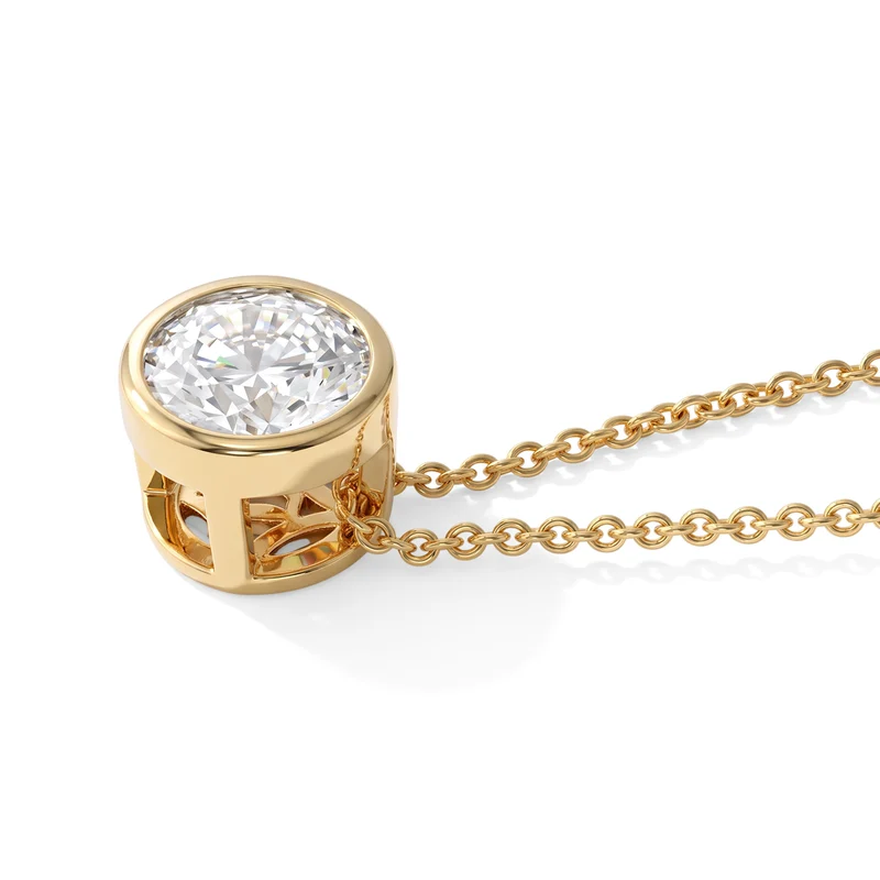 D'Joy GRA zertifiziert Moissanit Anhänger mit Kette, ca. 50 cm 925 Silber 750 Gelbgold vermeil ca. 1.00 ct