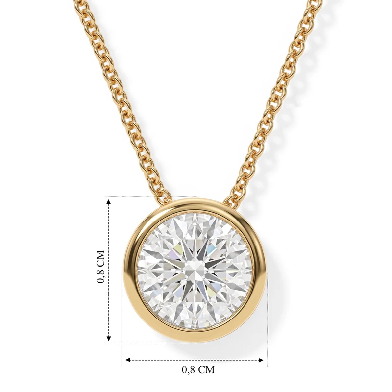 D'Joy GRA zertifiziert Moissanit Anhänger mit Kette, ca. 50 cm 925 Silber 750 Gelbgold vermeil ca. 1.00 ct