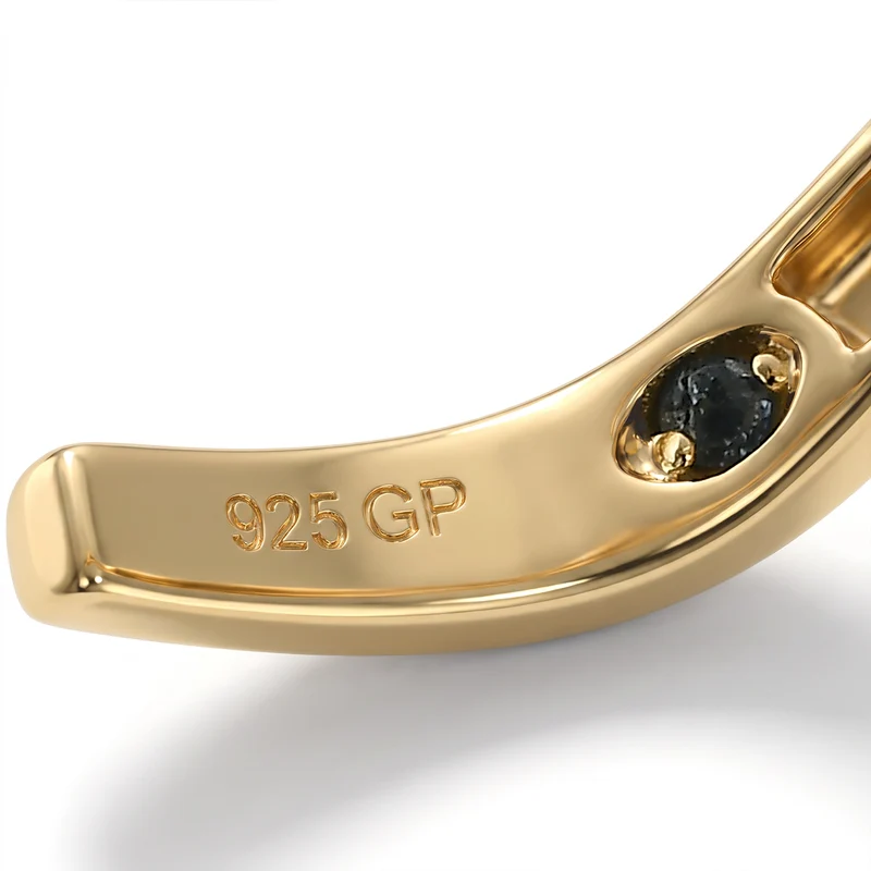 GP - AA Weißer Saphir, Blauer Saphir Ohrringe 925 Silber 750 Gelbgold vermeil ca. 0,57 ct.