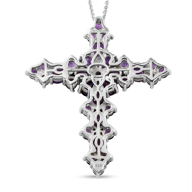 Afrikanischer Amethyst Kreuz-Anhänger mit Kette, ca. 4,29 ct