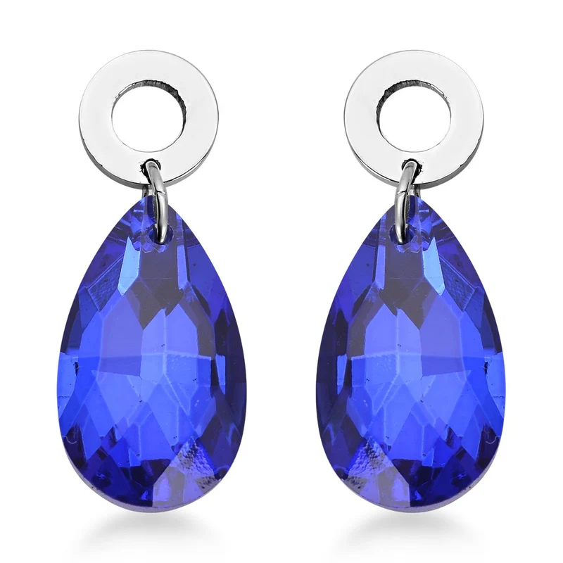 Blaue Glas-Ohrringe und Anhänger mit Kette, 316L Edelstahl