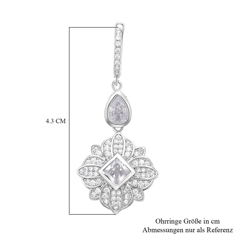 Weiße Zirkonia Ohrringe, Messing, ca. 1.80 ct