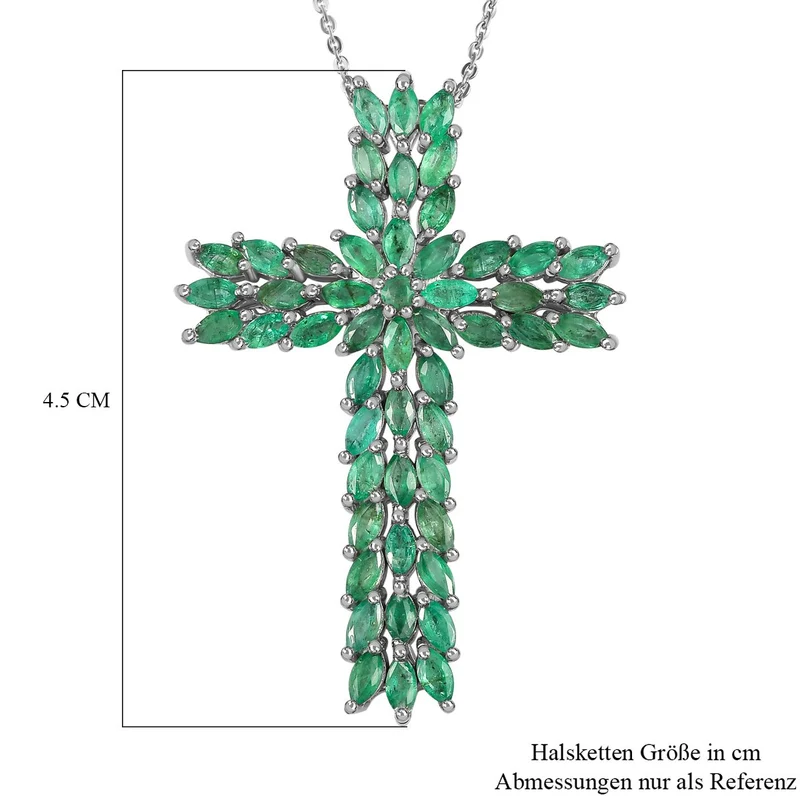 Kagem Sambischer Smaragd, Schmuckset, 925 Silber platiniert, ca. 4.00 ct