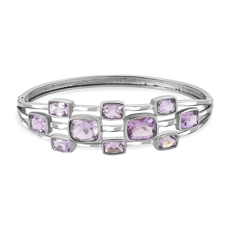 Rose De France Amethyst Armreif, ca. 19 cm Edelstahl ca. 14.00 ct