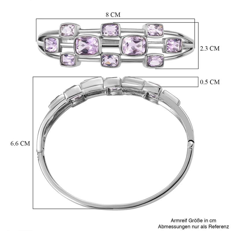 Rose De France Amethyst Armreif, ca. 19 cm Edelstahl ca. 14.00 ct