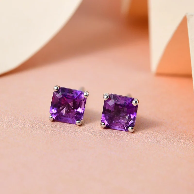 Afrikanische Amethyst Ohrringe, 925 Silber platiniert ca. 1.17 ct