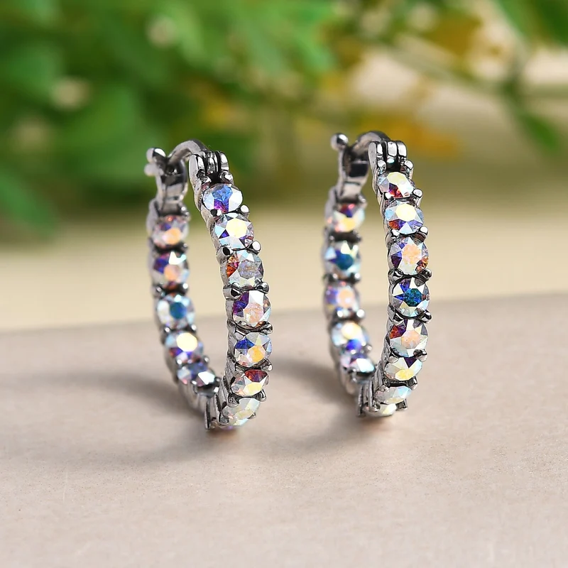 J Francis J Francis gefertigt mit SWAROVSKI Schwarzer Diamant Swarovski Kristall Ohrringe EdelstahlStandard