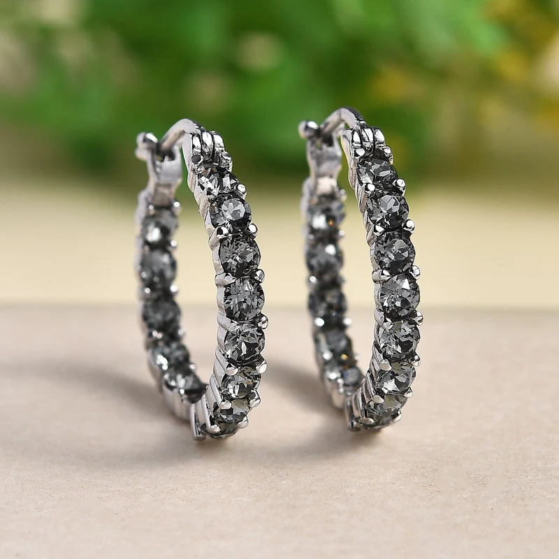 J Francis J Francis gefertigt mit SWAROVSKI Schwarzer Diamant Swarovski Kristall Ohrringe EdelstahlStandard