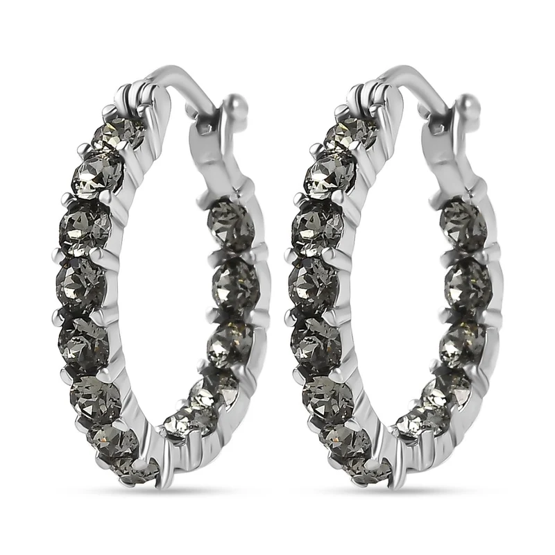 J Francis J Francis gefertigt mit SWAROVSKI Schwarzer Diamant Swarovski Kristall Ohrringe EdelstahlStandard