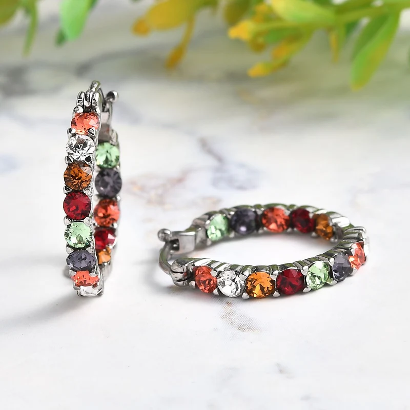 J Francis J Francis gefertigt mit SWAROVSKI Schwarzer Diamant Swarovski Kristall Ohrringe EdelstahlStandard