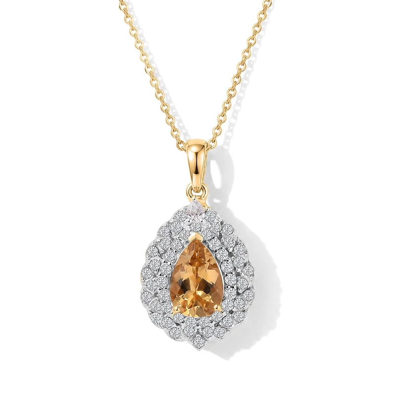 D'Joy AA Heliodor, Moissanit Schmuckset (8-13 Werktage Lieferzeit) ca. 45 cm 925 Silber 750 Gelbgold vermeil ca. 2,48 ct.