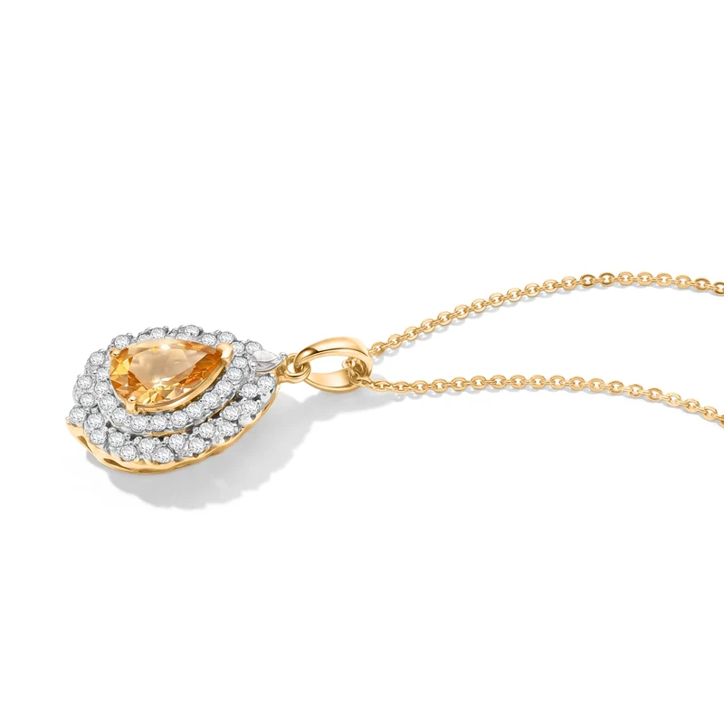 D'Joy AA Heliodor, Moissanit Schmuckset (8-13 Werktage Lieferzeit) ca. 45 cm 925 Silber 750 Gelbgold vermeil ca. 2,48 ct.