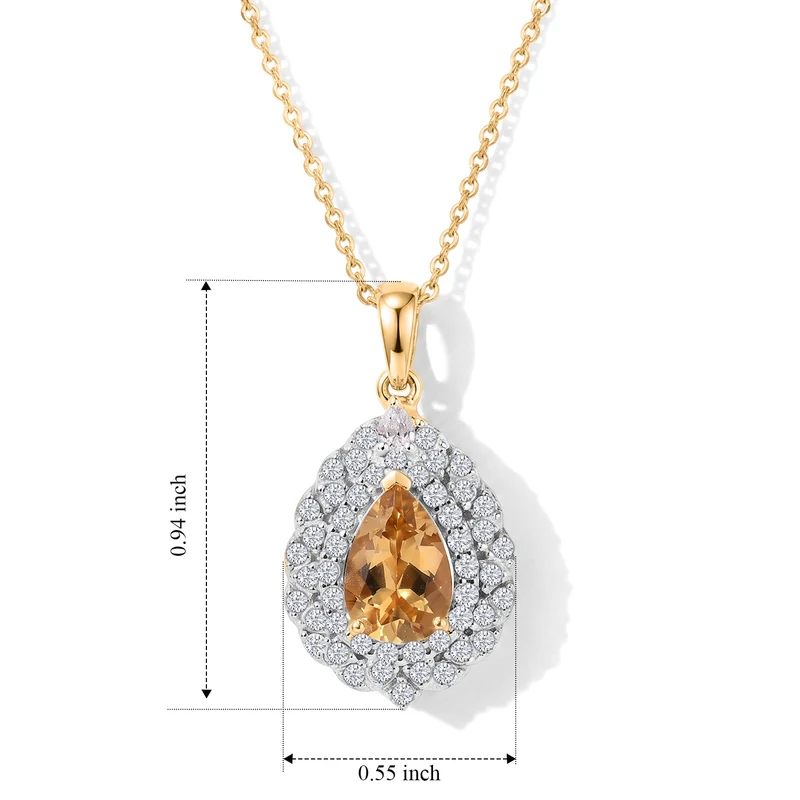 D'Joy AA Heliodor, Moissanit Schmuckset (8-13 Werktage Lieferzeit) ca. 45 cm 925 Silber 750 Gelbgold vermeil ca. 2,48 ct.