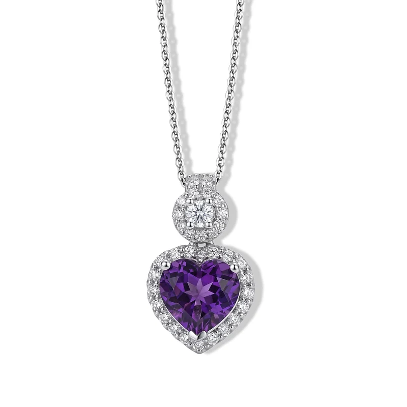 D'Joy AA Sambischer Amethyst, Moissanit Schmuckset (7-12 Werktage Lieferzeit) ca. 50 cm 925 Silber Rhodiniert ca. 2,55 ct.