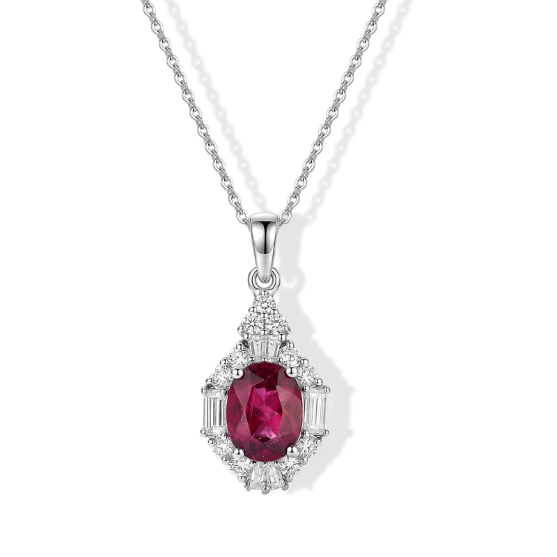 D'Joy AA Farbwechsel Granat, Moissanit Schmuckset (8-13 Werktage Lieferzeit) ca. 45 cm 925 Silber Rhodiniert ca. 3,06 ct.