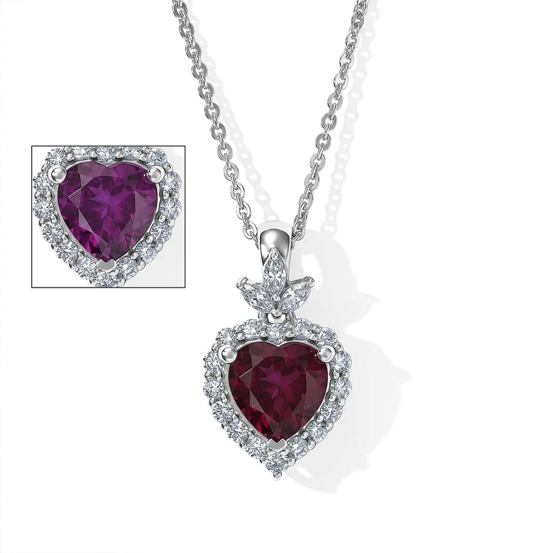 D'Joy AA Farbwechsel Granat, Moissanit Schmuckset ca. 45 cm 925 Silber Rhodiniert ca. 2,06 ct. (8-13 Werktage Lieferzeit)