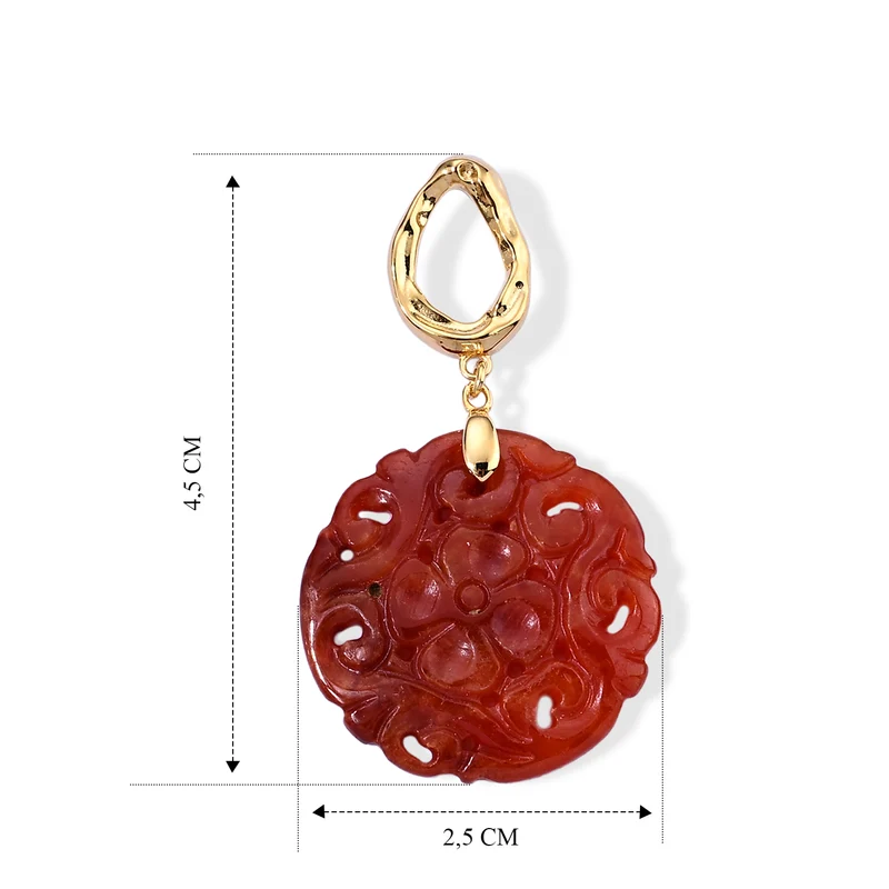 D'Joy Burmesischer Rote Jade Ohrringe 925 Silber Vergoldet ca. 30.00 ct