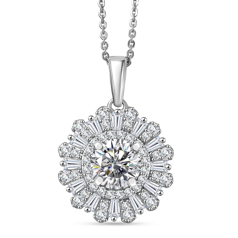 D'Joy Strontiumtitanat, Moissanit Schmuckset ca. 50 cm 925 Silber Rhodiniert ca. 2,89 ct.