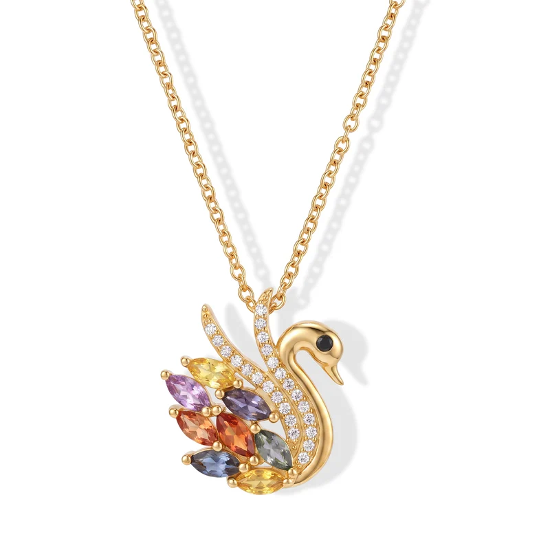 EVER TRUE Mehrfarbigeer Saphir, Schwarzer Spinell Anhänger mit Kette, ca. 50 cm ca. 1.73 ct