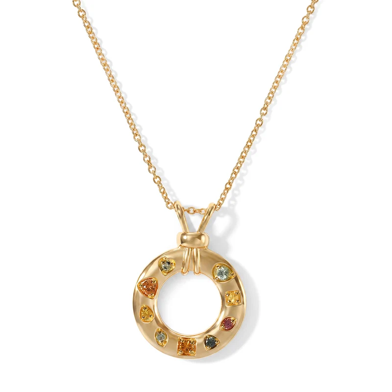 EVER TRUE Mehrfarbiger Saphir Anhänger mit Kette, ca. 50 cm ca. 0.66 ct