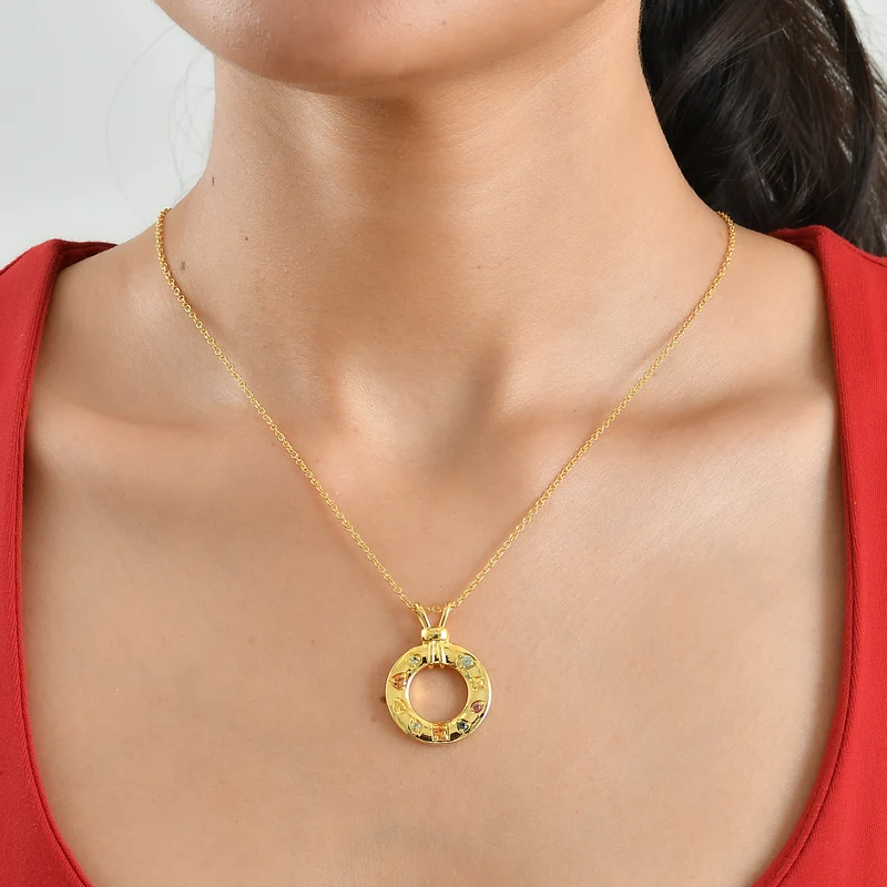 EVER TRUE Mehrfarbiger Saphir Anhänger mit Kette, ca. 50 cm ca. 0.66 ct