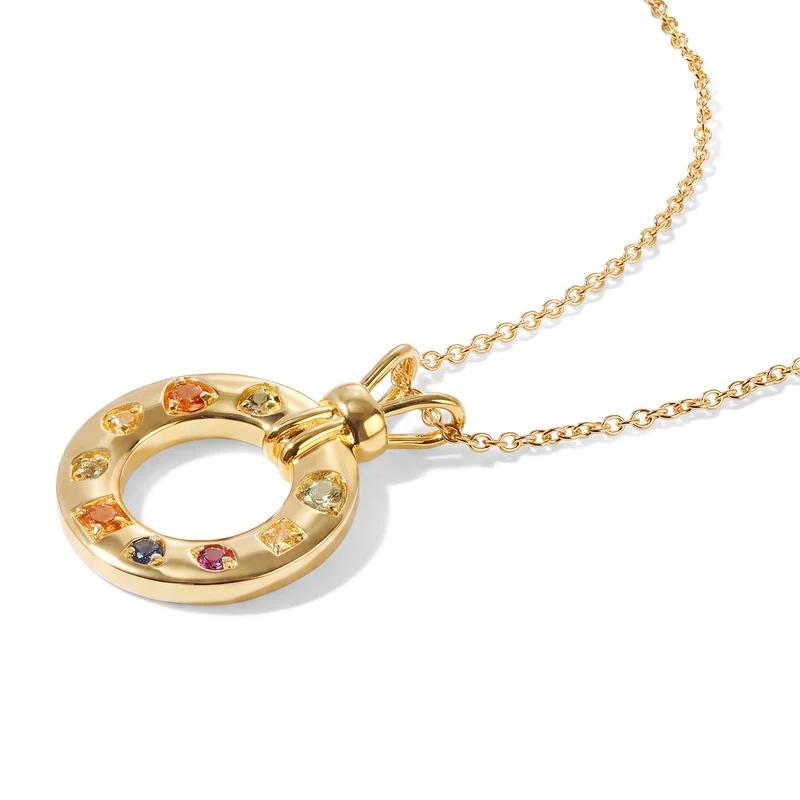 EVER TRUE Mehrfarbiger Saphir Anhänger mit Kette, ca. 50 cm ca. 0.66 ct