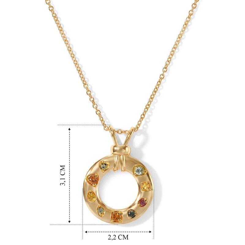 EVER TRUE Mehrfarbiger Saphir Anhänger mit Kette, ca. 50 cm ca. 0.66 ct