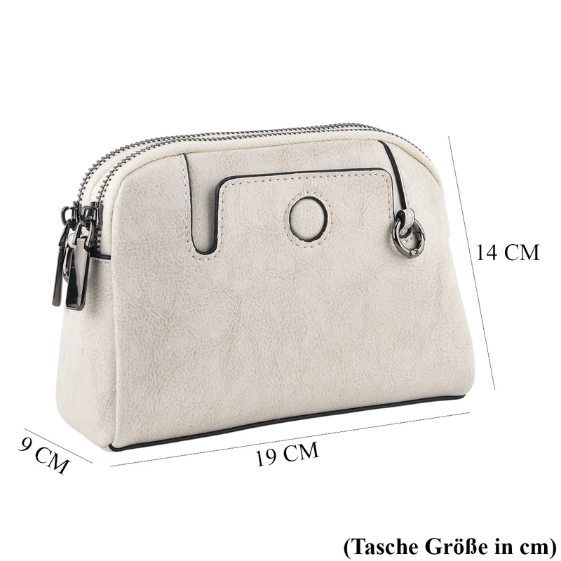 Echtleder-Umhängetasche mit 2 Außenfächern und verstellbarem Schulterriemen, 19x8x14cm, Kaffeebraun