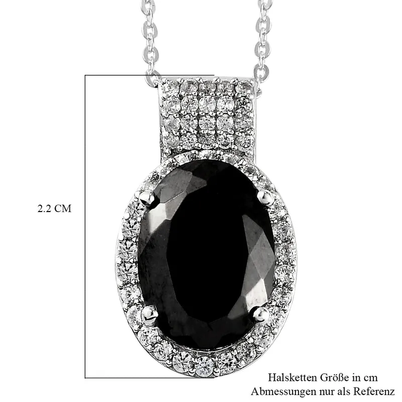 Elite Shungit und Zirkon Anhänger mit Silberkette ca. 50 cm 925 Silber platiniert ca. 4,55 ct